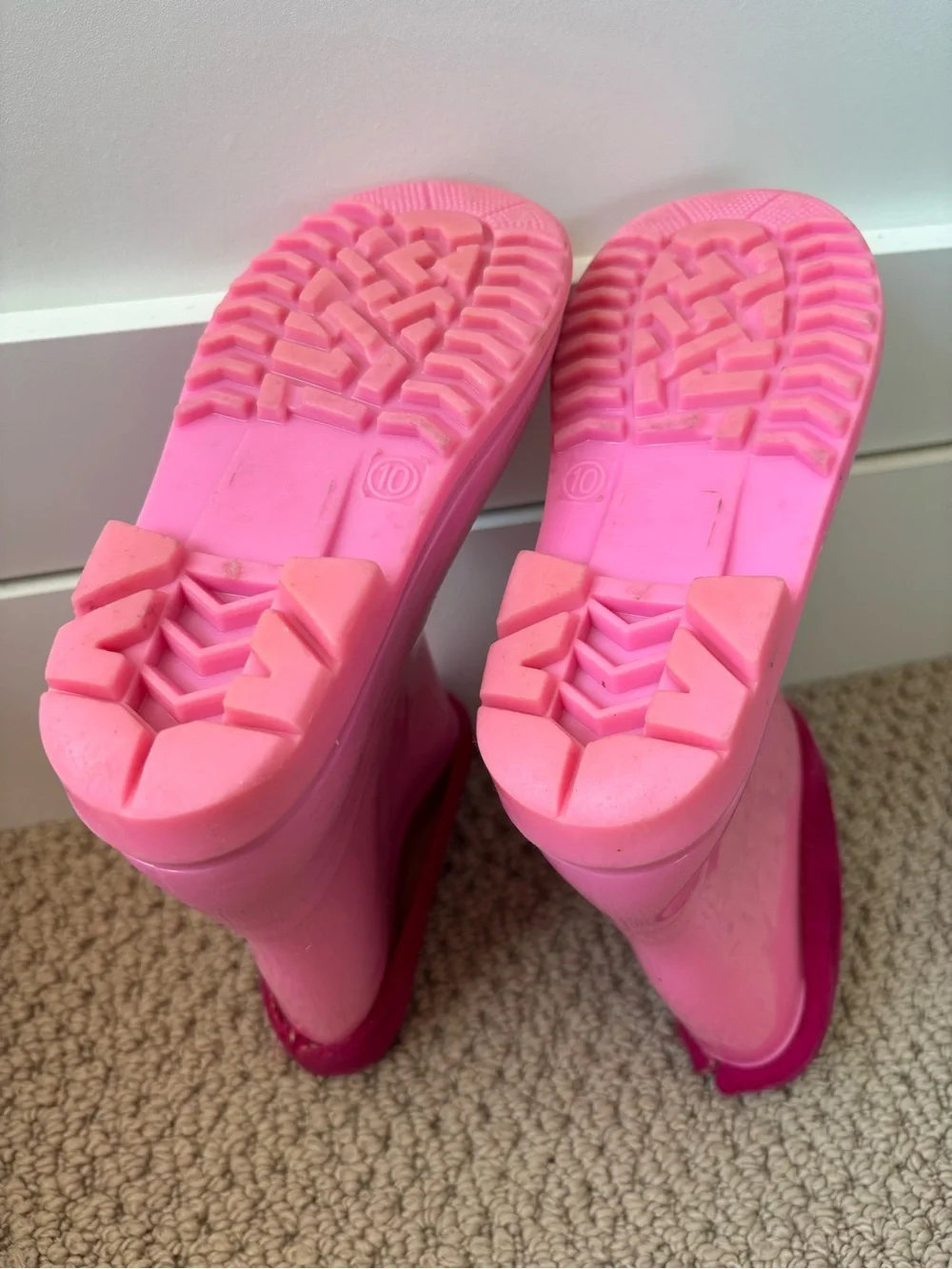 Kids Pink Waterproof Rain Boots with Fleece Cuff